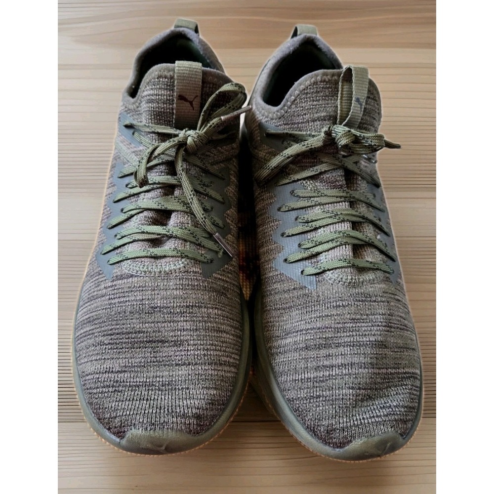 Puma Ignite Flash Mens 11 Olive Green Running Shoes Knit Athletic Sneaker